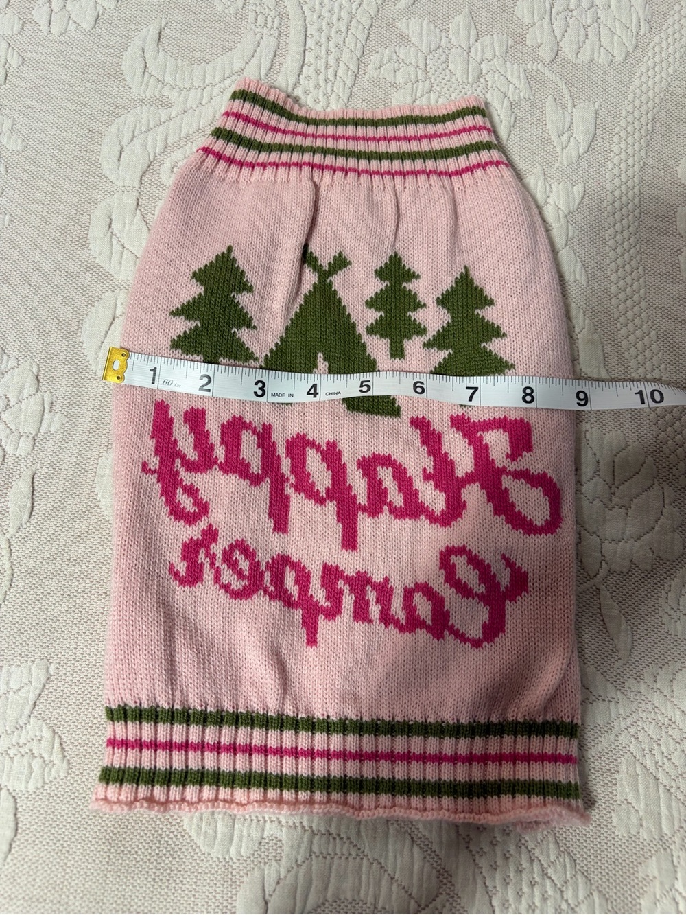 Happy Camper dog sweater New - I bought this for my grand-dog - too small